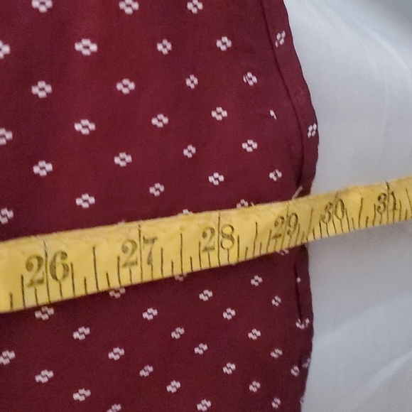 Craft +Flow Mens Button Down Collar Shirt Burgundy/White Geo Print, Design Cuff - Picture 7 of 12